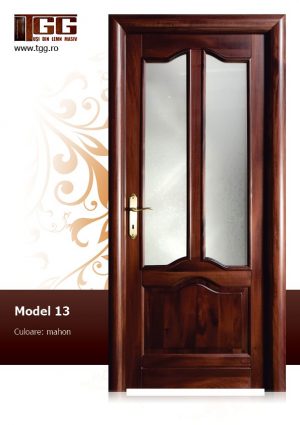 Usa de interior din Tei Masiv Stratificat, finisaj mahon, 2/3 geam, ITM-013