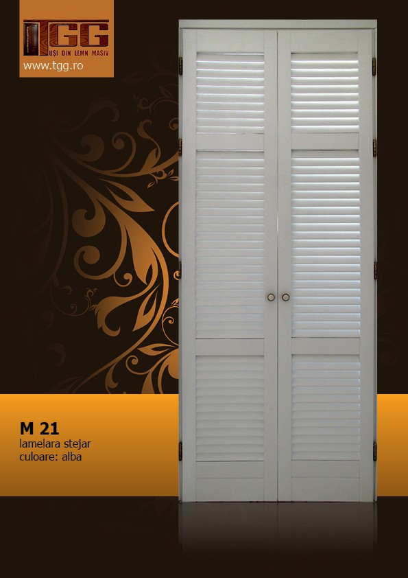 Usa pentru interior din Stejar Masiv Stratificat, finisaj alb, dressing, debara, ISM-021