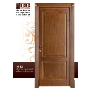 Usa de interior din Tei Masiv Stratificat, cu pervaz capitel, finisaj antic deschis, ITM-012C