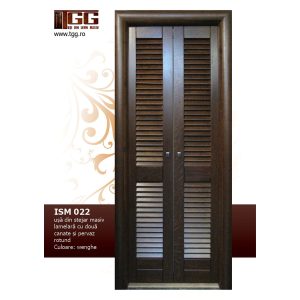 Usa pentru interior din Tei Masiv Stratificat, lamelara, in doua canate, finisaj wenge, pervaz rotund, ITM-022