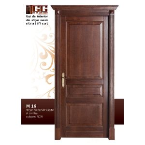 Usa de interior din Tei Masiv Stratificat, cu pervaz capitel si cornisa, finisaj NCW, ITM-016CC