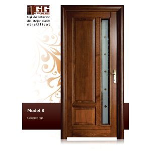 Usa interioara din Tei Masiv Stratificat, finisaj nuc, cu geam longitudinal, ITM-008
