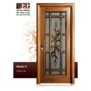 Usa de interior din Tei Masiv Stratificat, finisaj tek, modern, ITM-009