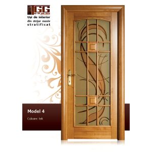 Usa pentru interior din Tei Masiv Stratificat, finisaj tek, 3/3 geam, ITM-004
